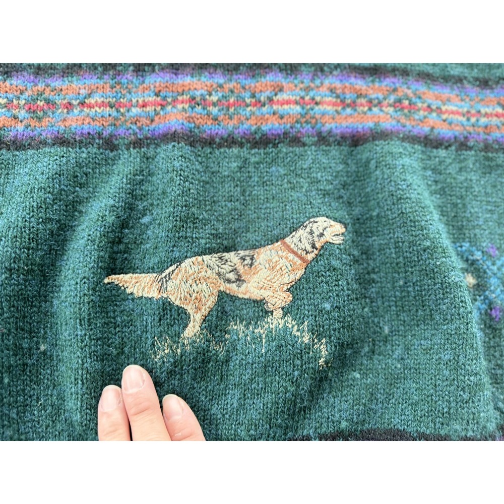 Vintage Woolrich Hunting Dog Embroidered Wool Winter Sweater Unisex Mens Large‎ - Picture 2 of 12